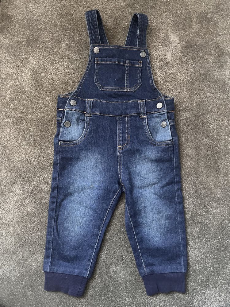 Ogrodniczki niemowlęce jeansowe 80 denim spodnie z szelkami