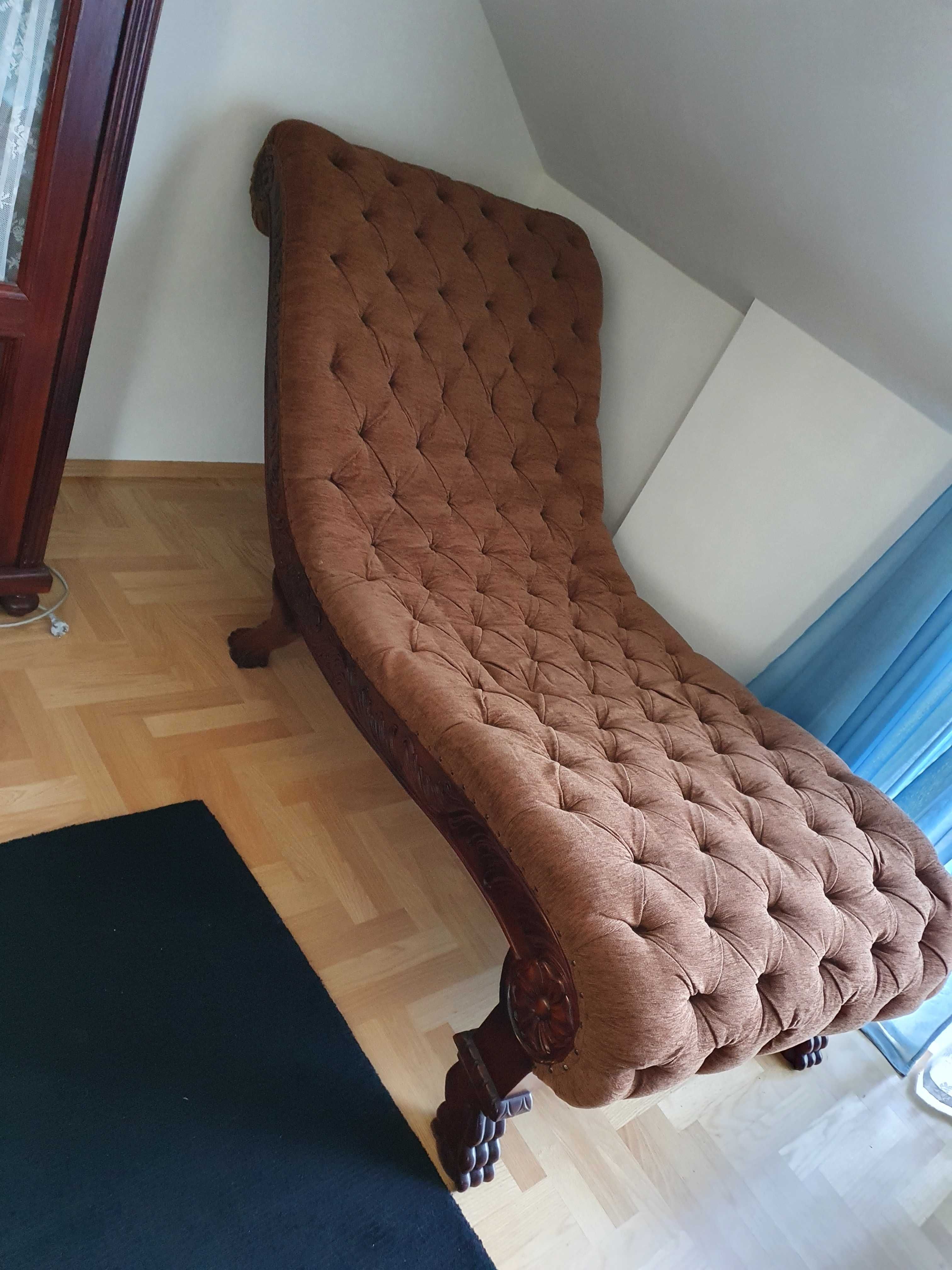 Designerski brązowy i bardzo duży szezlong