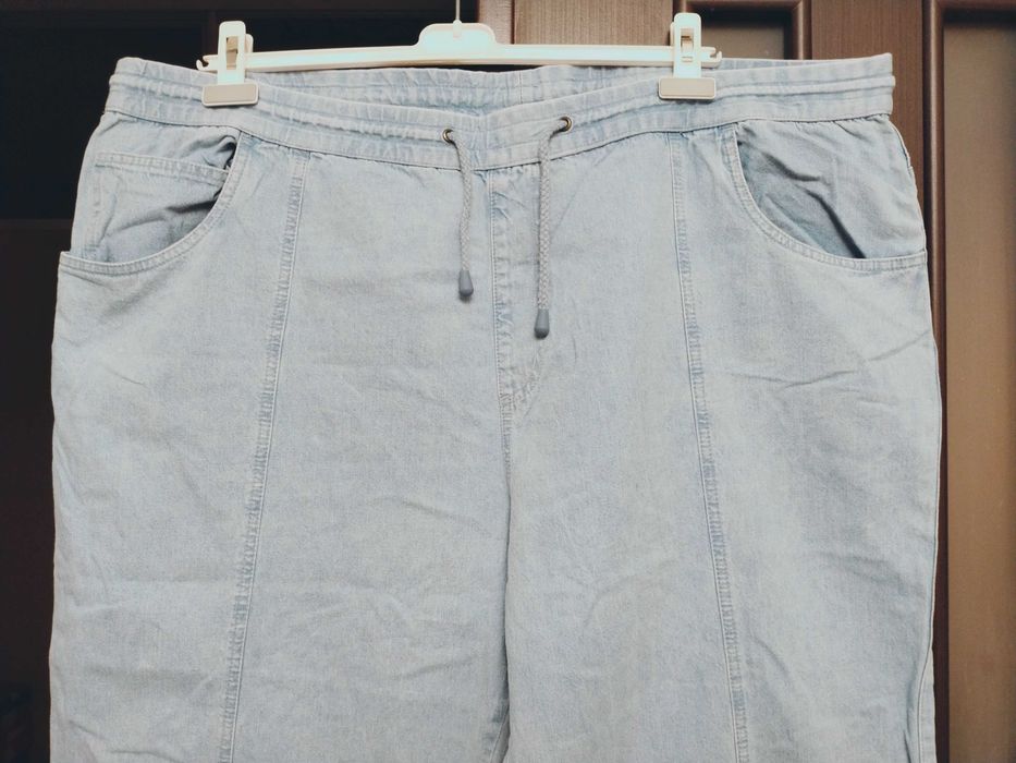 джинсы унисекс 62-64 большой размер на резинке батал пояс 120-128 см