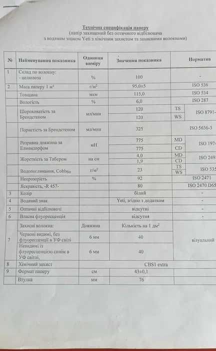 Папір з водяними знаками захистом А4,70-120г/м2,500листов