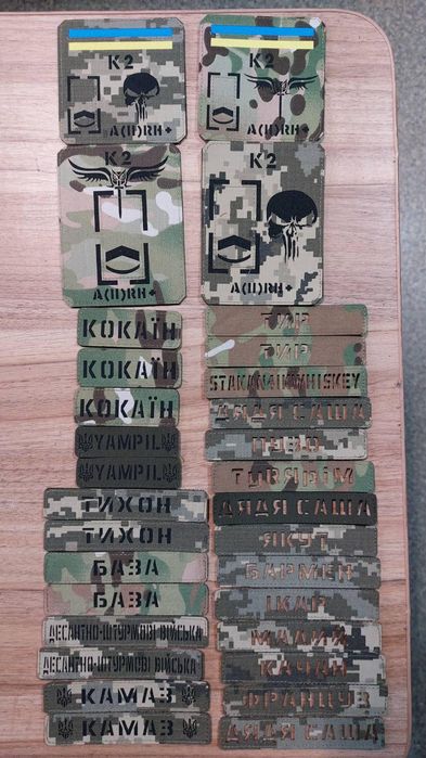 Шеврони Патчі Позивні Погони Групи крові