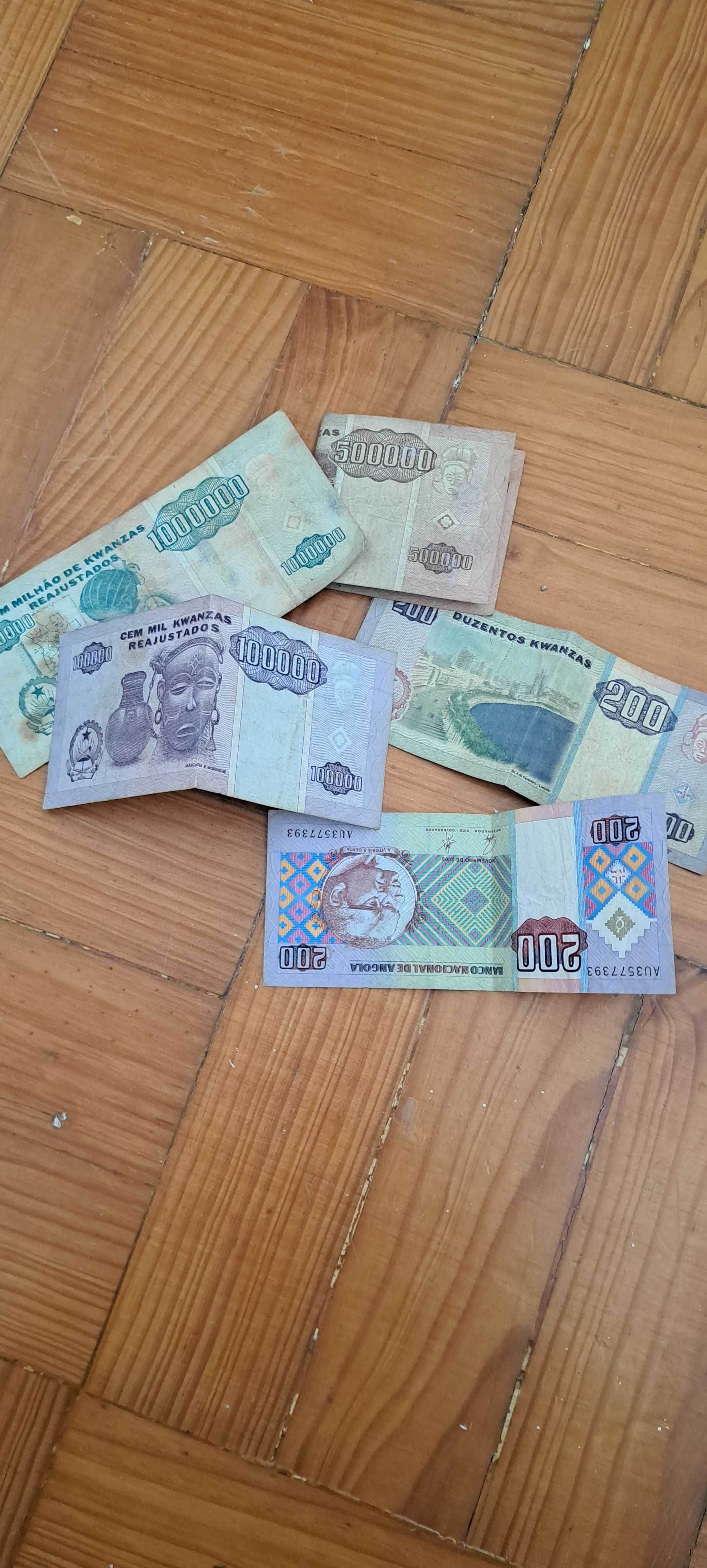 Lote de Notas Antigas de Angola – Kwanzas – Colecionismo
