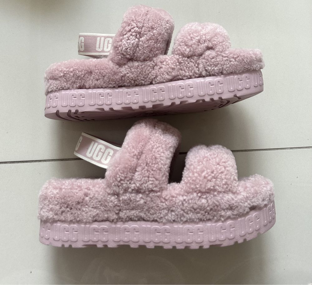 Kapcie klapki UGG OH Fluffita nowe z metką r.40 różowe wełna owcza