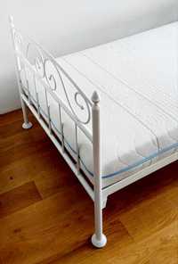 Łóżko metalowe + materac 160x80 cm łóżko białe 160x80 cm