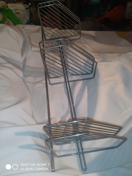 Полочка угловая в ванную комнату металлическая 3-х ярусная полка угол