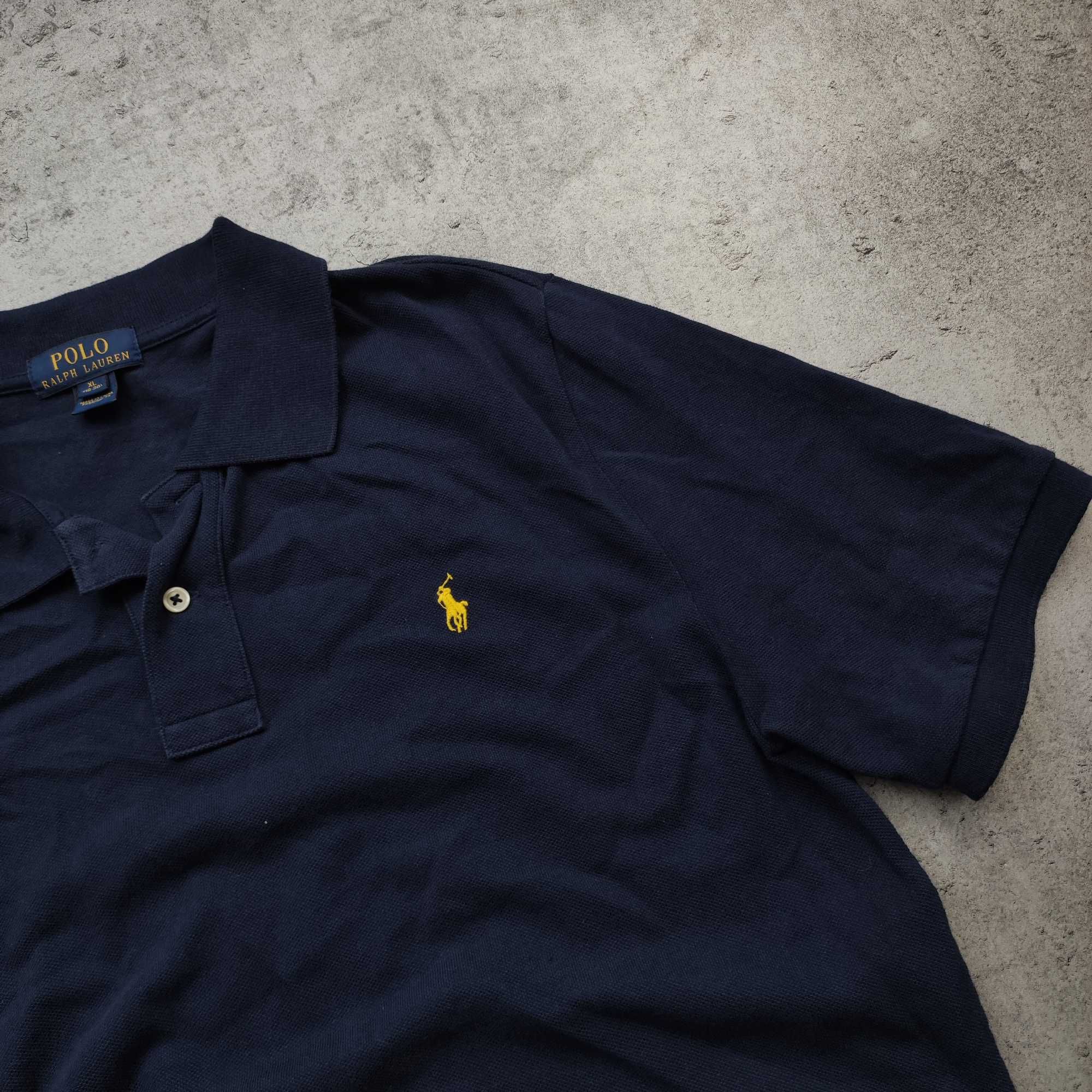 MĘSKA PREMIUM Granatowa Koszulka Polo Kołnierzyk Ralph Lauren Luxury