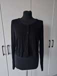 Sweter, kardigan z wiskozy czarny, zapinany na dwa guziki 42 XL