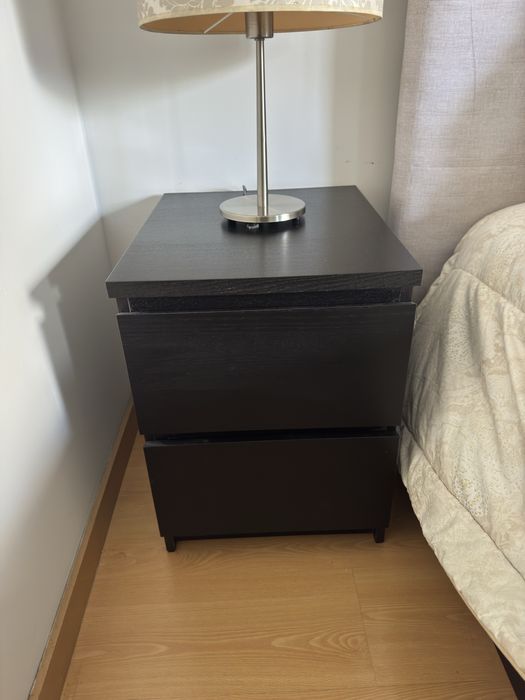 MALM mesa cabeceira c/2 gavetas, pret-cast, 40x55 cm
