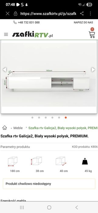 Szafka rtv galicja 180cm