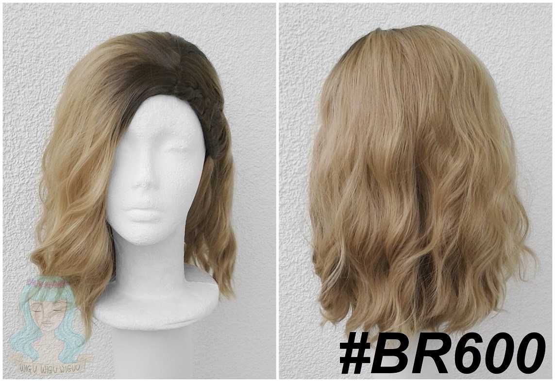 Peruka brązowa z odrostem falowana ombre cosplay wig Capitan Marvel
