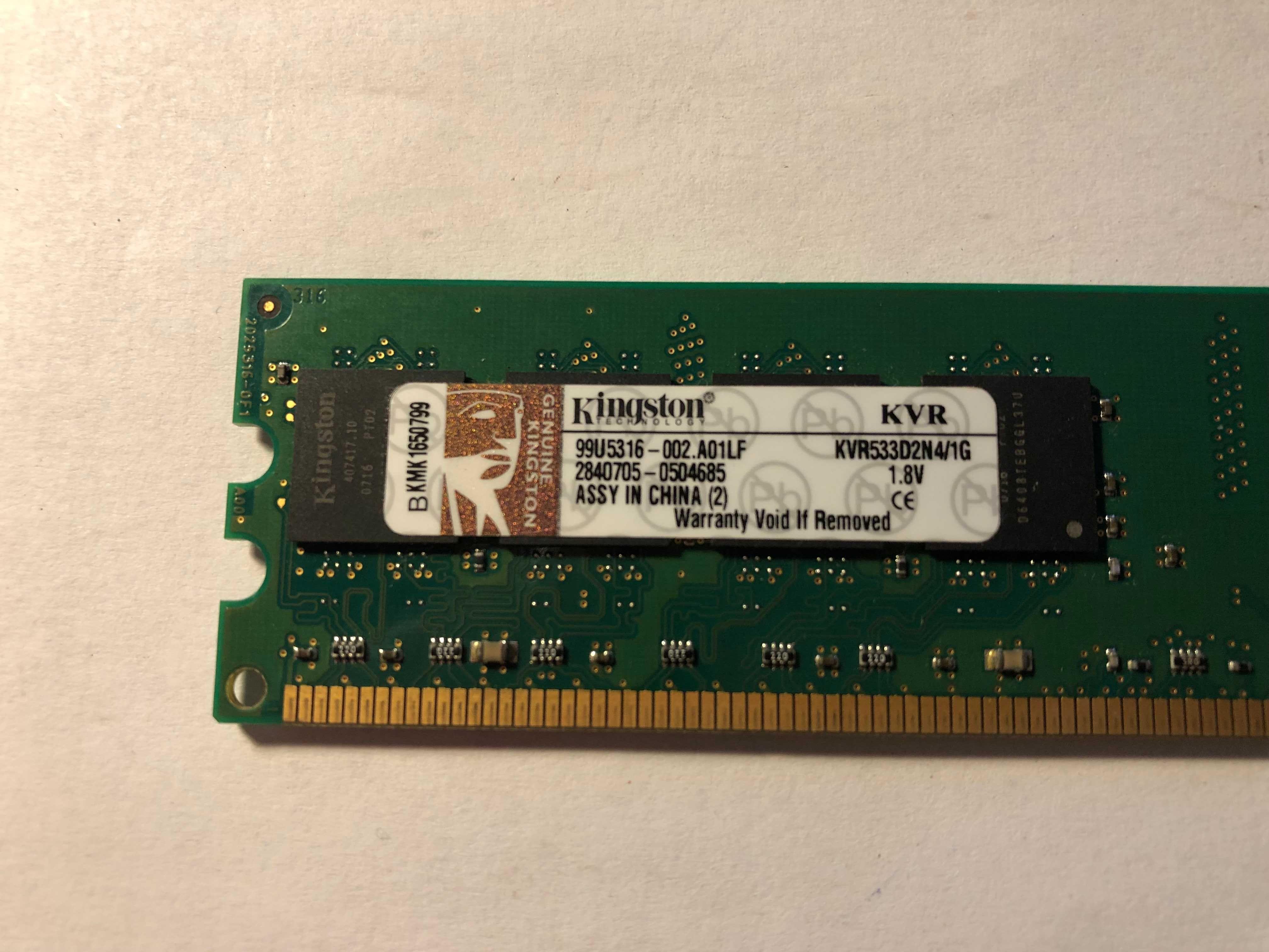 Pamięć RAM Kingston 1GB 3 szt. DDR2  PC2- 6400U do komp. stacjonarnego