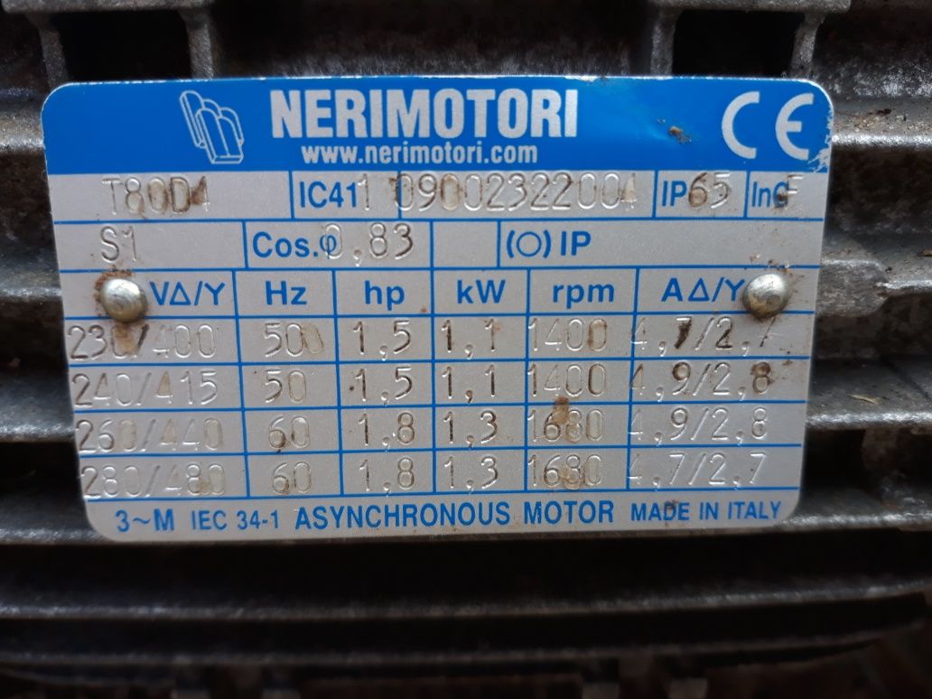 motoreduktor 1,1kw  476obr/min  NeriMotori