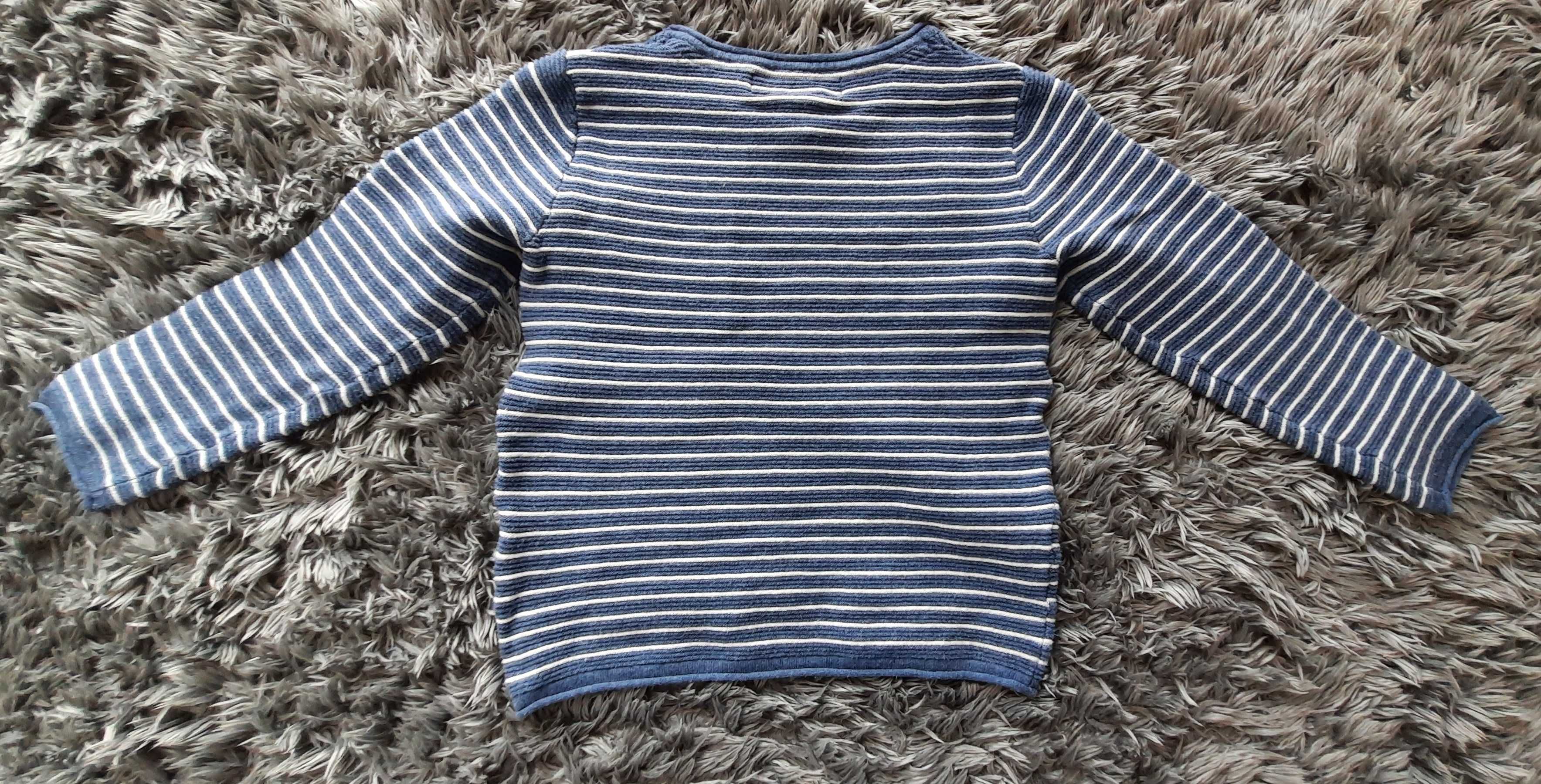 Sweter chłopięcy nierozpinany w paski 110/116 H&M