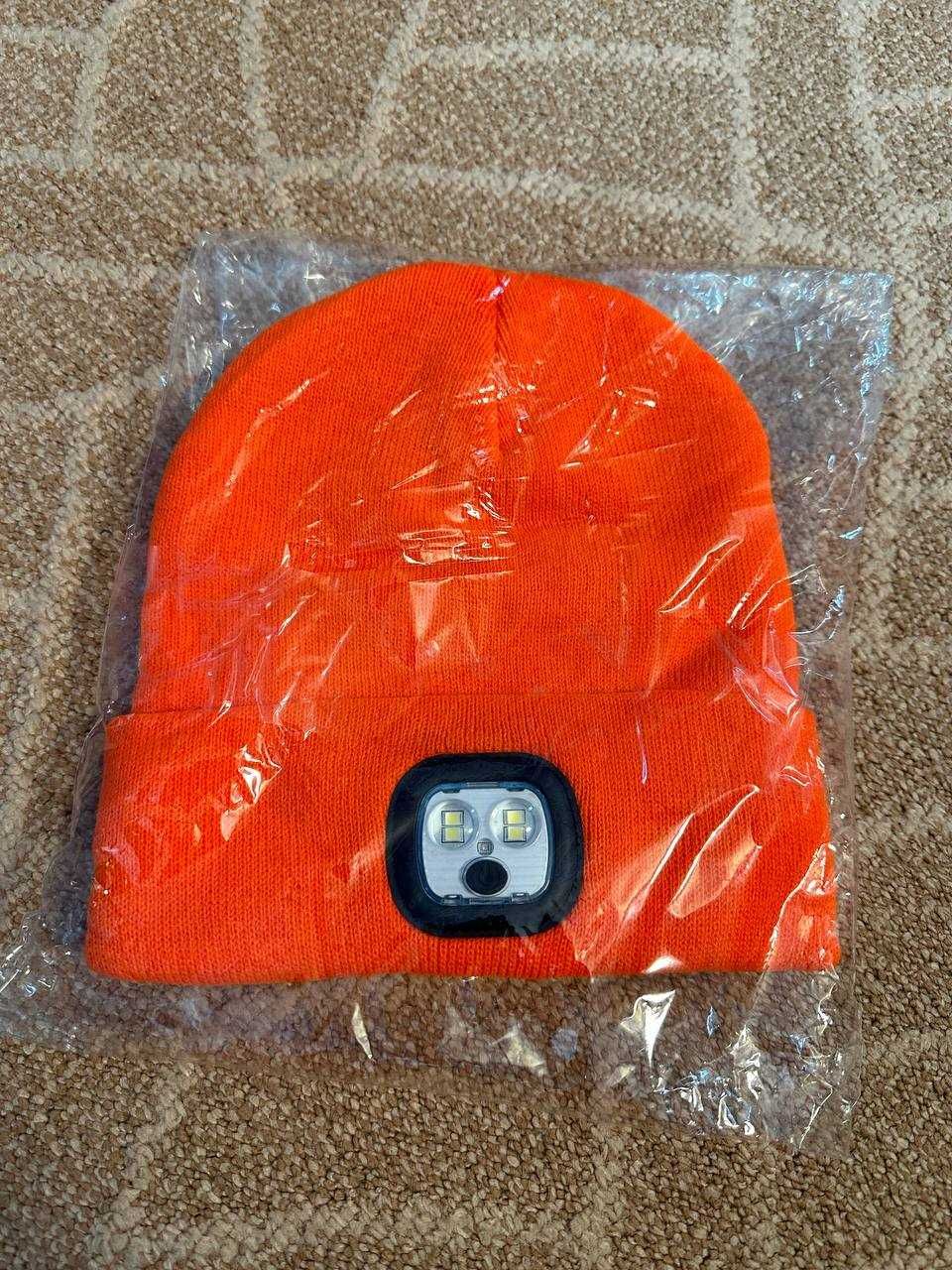 Шапка с фонариком, три режима, USB зарядка. Шапочка з ліхтариком.