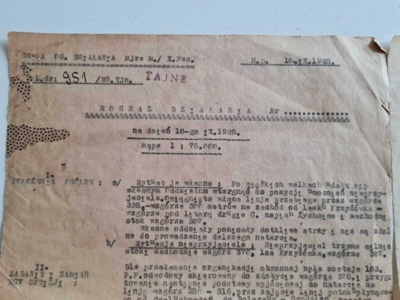 Tajne dokumenty rozkazy 5 i 10 Pułk Artylerii Ciężkiej manewry 1925