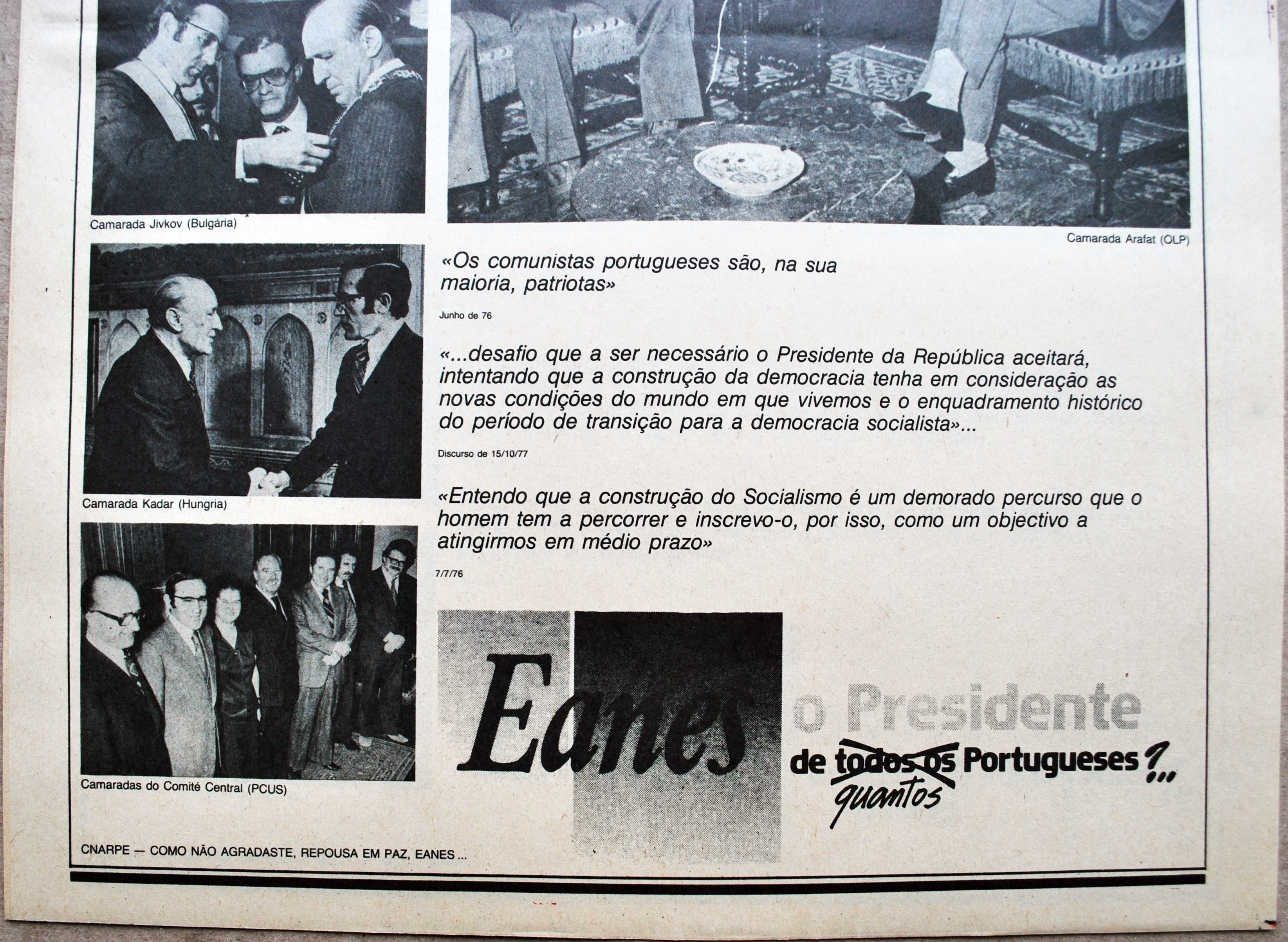 Folha humorística do jornal O País de 1980, sobre Ramalho Eanes