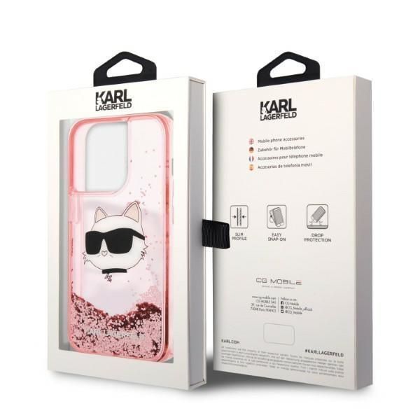 Etui Karl Lagerfeld do iPhone 14 Pro 6,1" Różowy Glitter Choupette