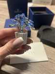 Swarovski nowy srebrny granatowy kwiatek, kwiat w doniczce
