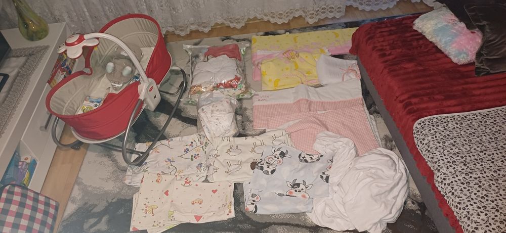 wozek 3 w 1, kolyska, ubranka, szumis, skoczki, posciel itp.