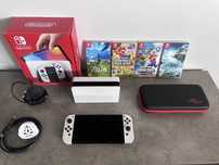 Nintendo Switch OLED (biała) + akcesoria + opcjonalnie gry