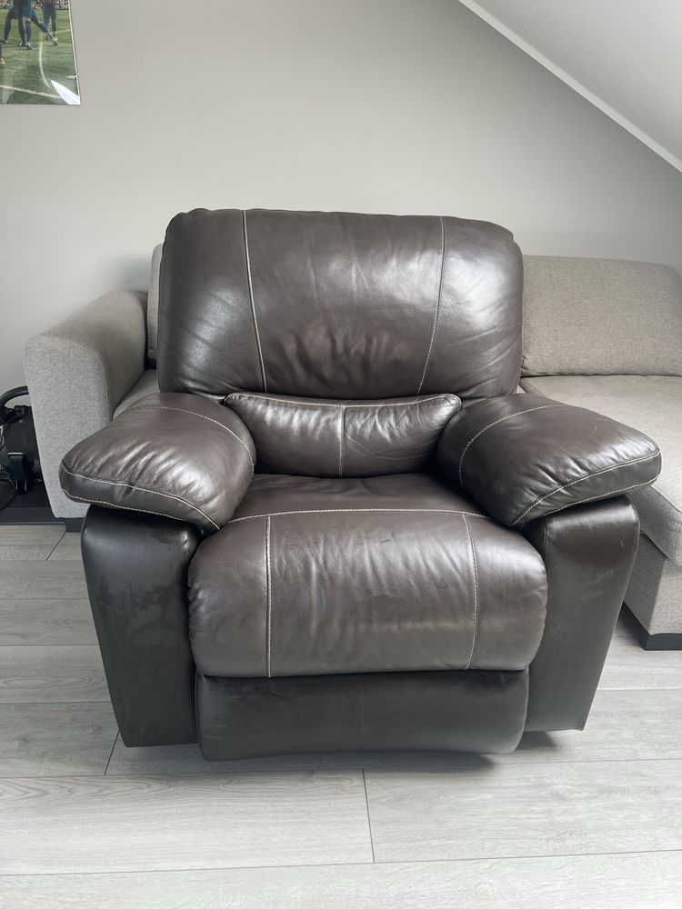 Sofa plus fotele z funkcją relax skóra