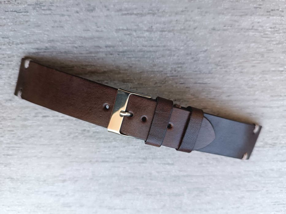 Skórzany pasek zegarka 21/20 mm brąz wenge S/M