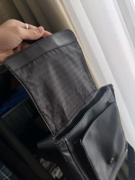 Чёрная мужская Кожаная Барсетка Armani Exchange