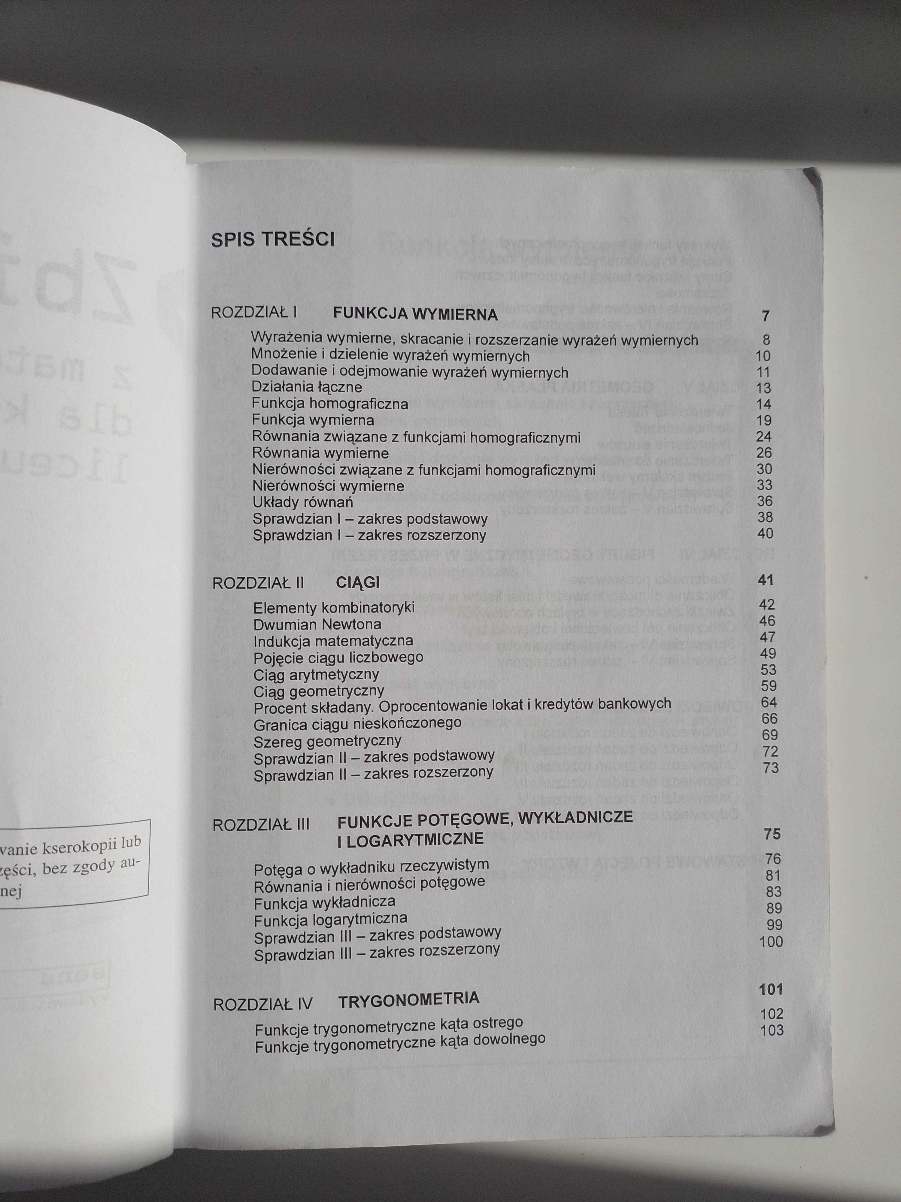 Zbiór zadań z matematyki do klasy 2 liceum wyd. Sens