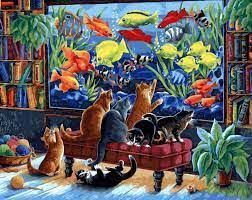 Коты и рыбки Раскраска картина по номерам на холсте Белоснежка 231-AB