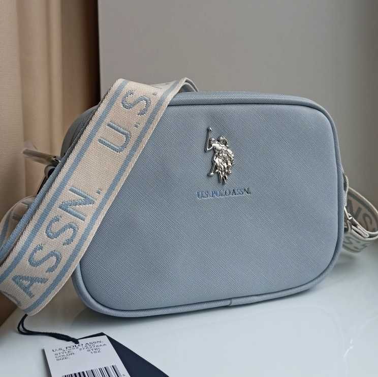 Сумка кросс-боді через плече жіноча маленька U.S. Polo Assn Блакитна