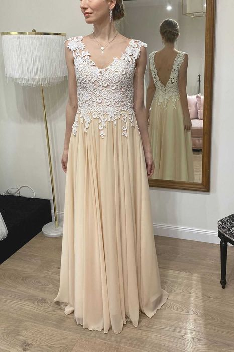 Nowa suknia ślubna cappuccino beż 38 idealna na ślub cywilny