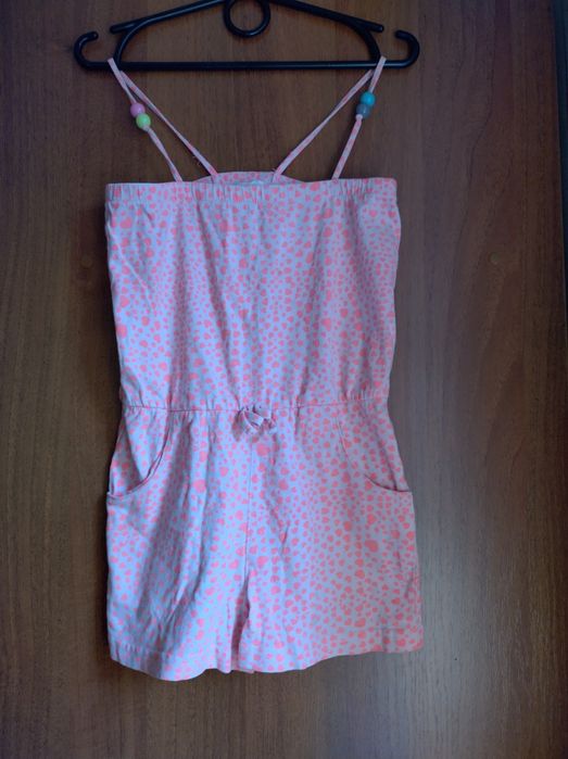 Неоново-рожевий дитячий комбінезон H&M із сердечками