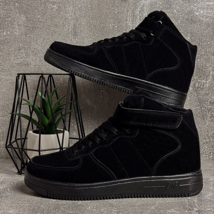 Топ ціна тижня! Чоловічі зимові кросівки на хутрі| Чорні з ремінцем