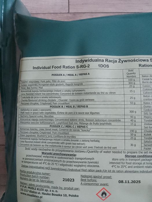 Duża racja żywnościowa Srg 2