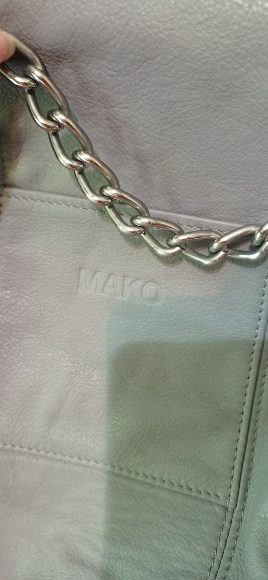 Szara skórzana torebka Mako