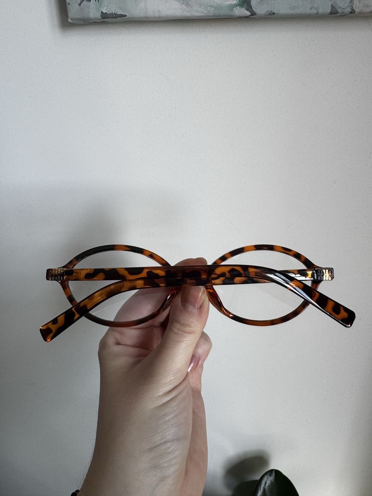 Okulary zerówki modne w panterkę brązowe