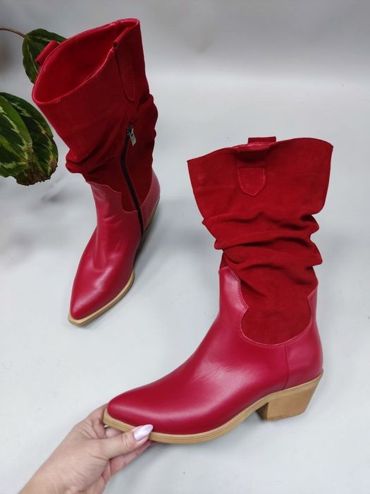 Сапоги казаки, натуральна шкіра замша 38р