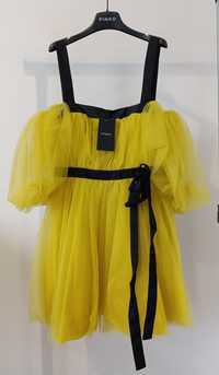 Pinko nowa sukienka żółta czarna tiulowa wyjątkowa M