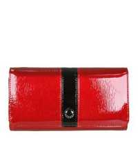 PETERSON skórzany portfel damski czerwony lakier