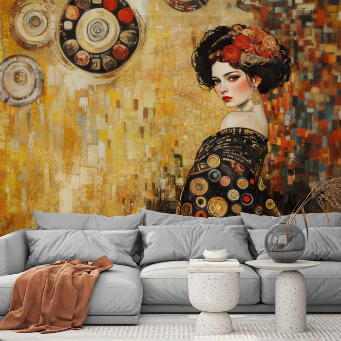 Fototapeta Kobieta Żółty Jak Malowany Piękno Gracja Kolorowa 3D + KLEJ