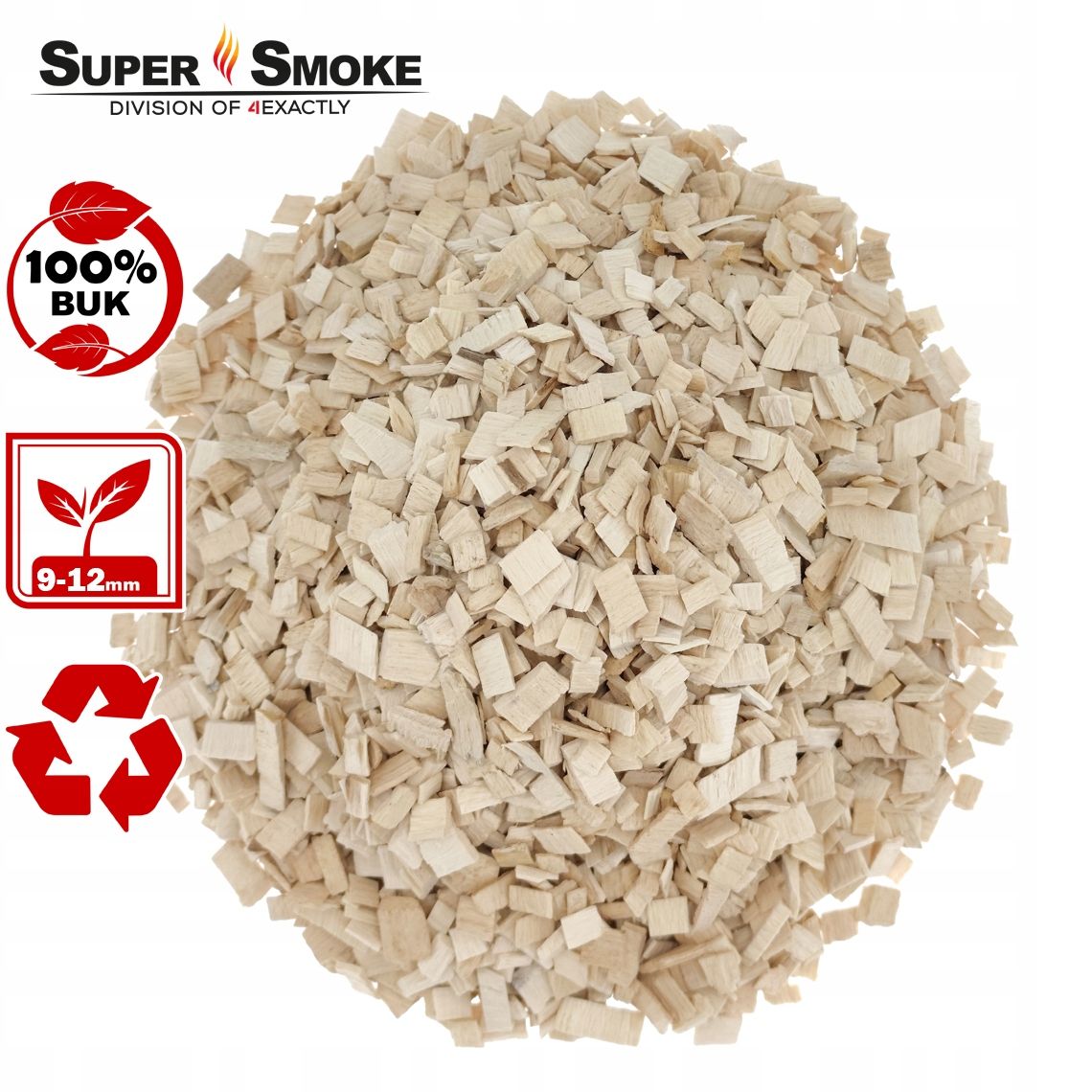 Zrębki Wędzarnicze Super Smoke BUK KL-10 (9-12mm) Large 8 Litrów