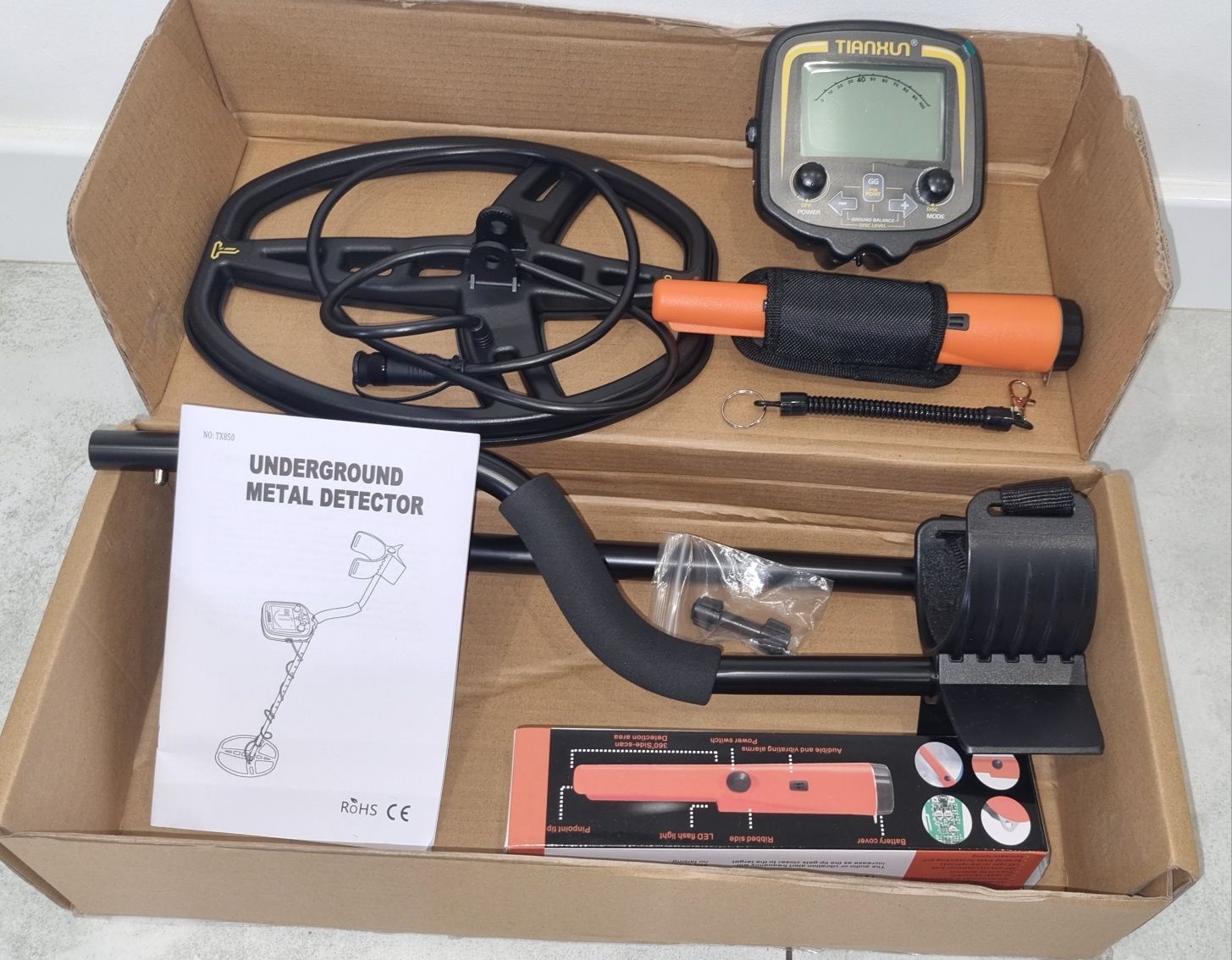 Profesjonalny wykrywacz metali TX-850 bardzo czuły pinpointer 11 cali