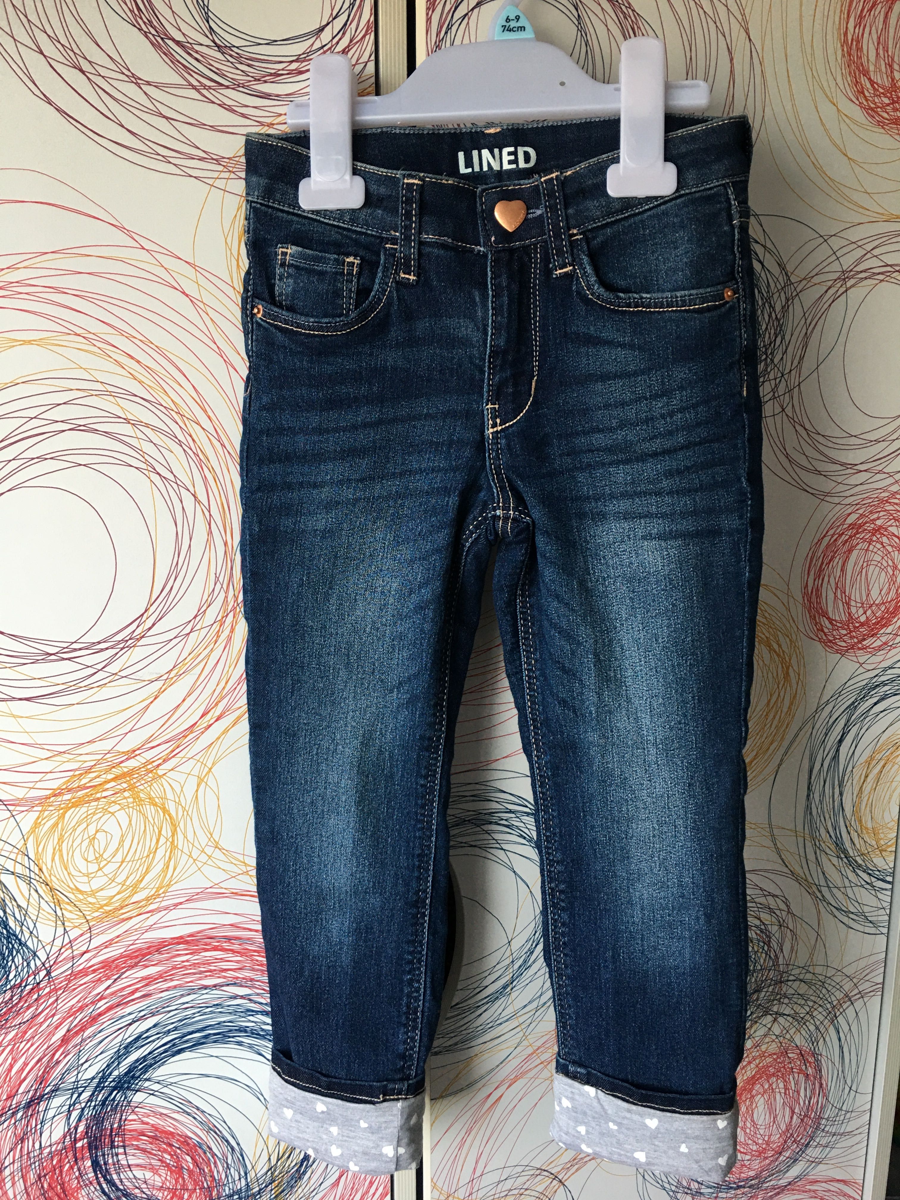 Dżinsy jeansy slim fit lined jeans H&M r. 110, nowe bez metki