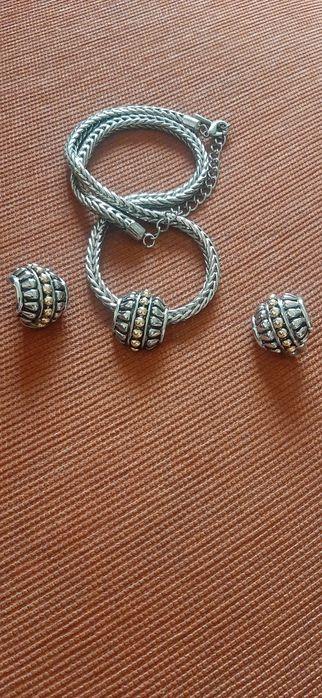 Zestaw naszyjnik i kolczyki vintage z lat 80.