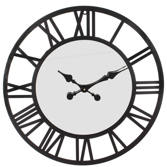 Zegar Metalowy Ścienny Okrągły Rzymski Duży Retro Loft Czarny 152790