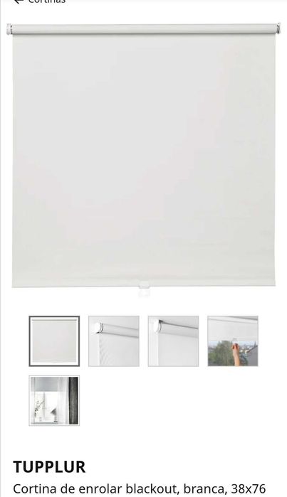 Estore/Cortinado branco opaco IKEA 195x103 - Novo