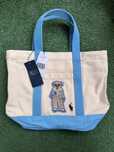 Torba tote bag shopperka Polo Ralph Lauren kremowo błękitna