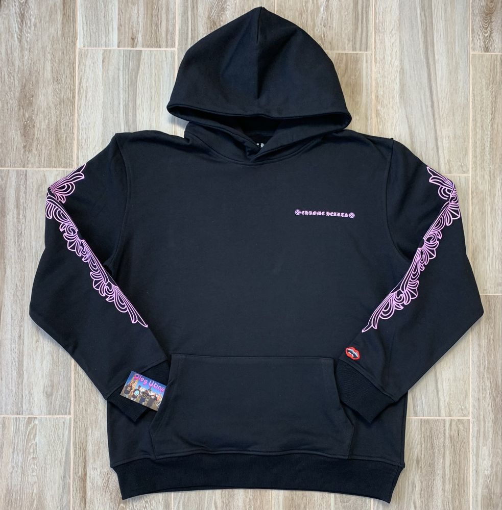 Chrome Hearts Friends & Family Pink Glitter Logo Hoodie (Bluza)