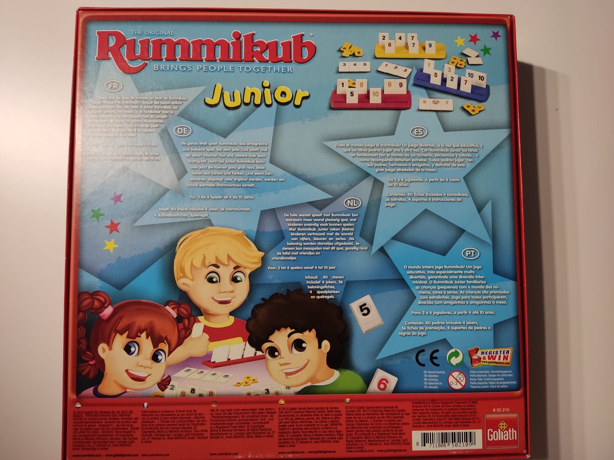 Jogo de tabuleiro Rummikub Junior para crianças dos 4 aos 10 anos