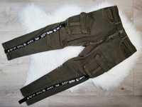 Zielone spodnie dżinsowe, bojówki, rurki, dżinsy slim fit, Zara 38 (M)